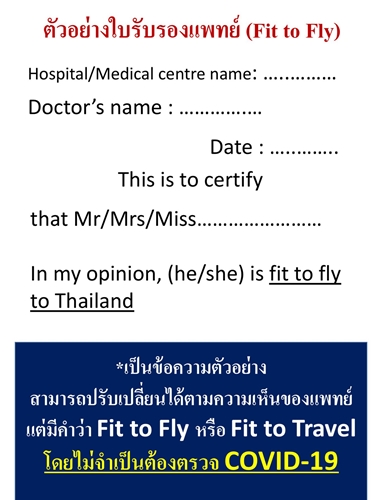 Fit to Fly Health Certificate form