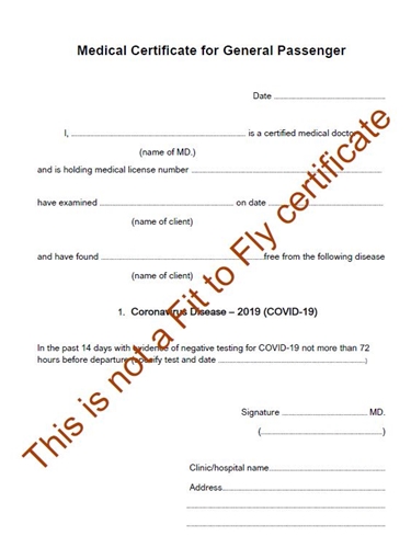 Medical Certificate for General Passenger